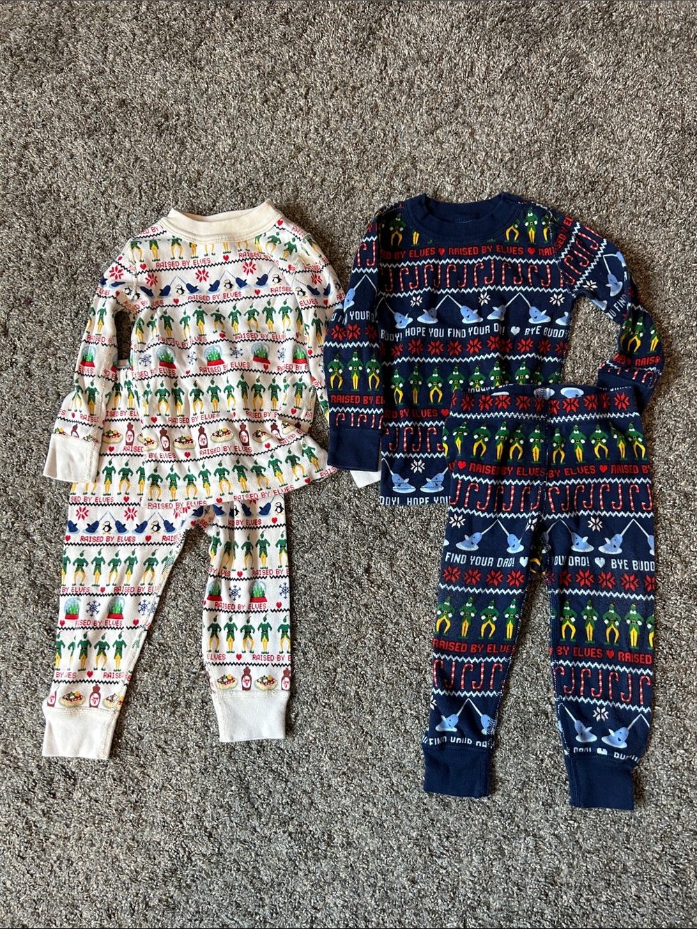 Hanna Andersson Elf Print Pajama Set - Cream & Navy